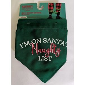 4/$20 S small new dog puppy reversible Christmas bandana Santa naughty nice list